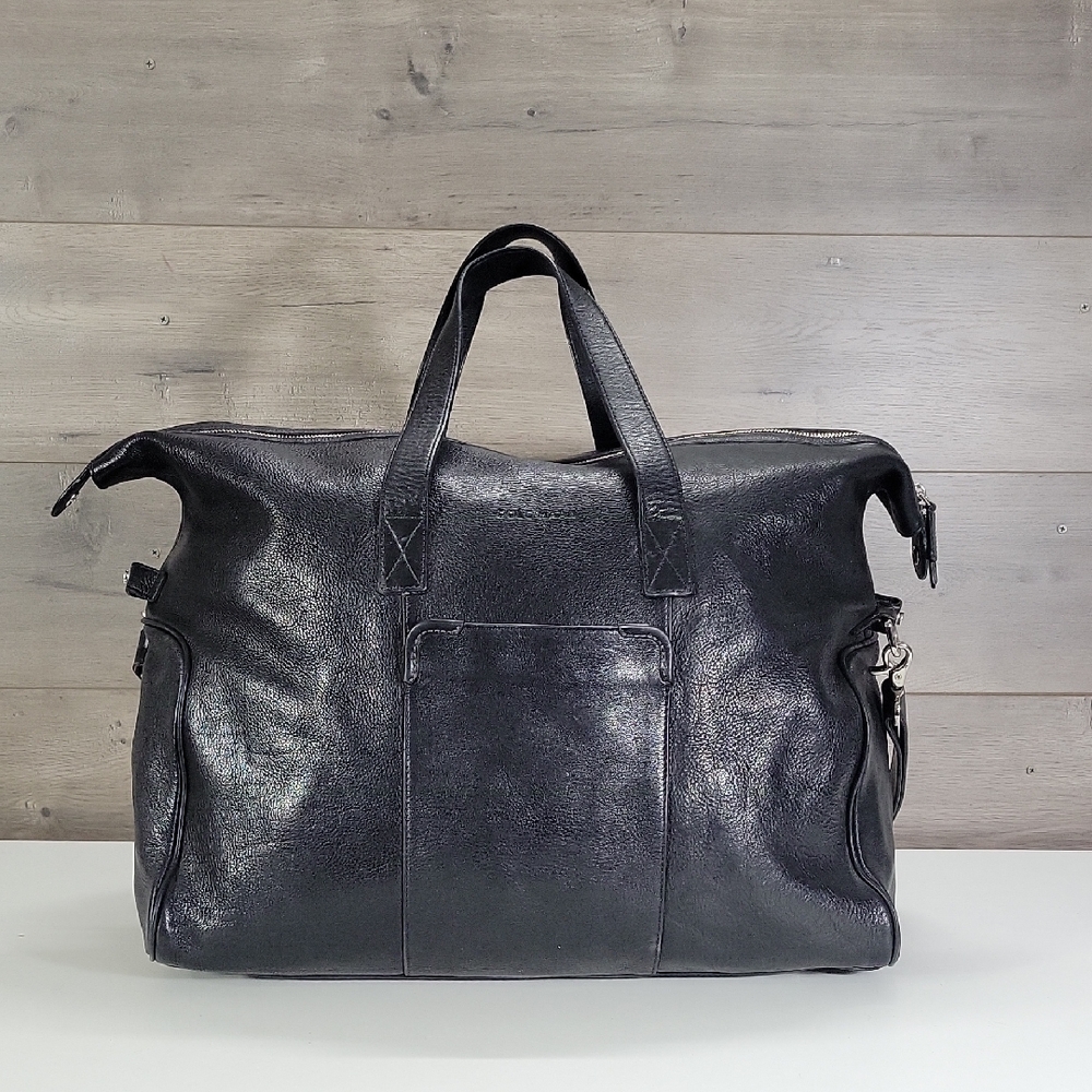 Cole Haan Black Leather Travel Weekender Bag - Black